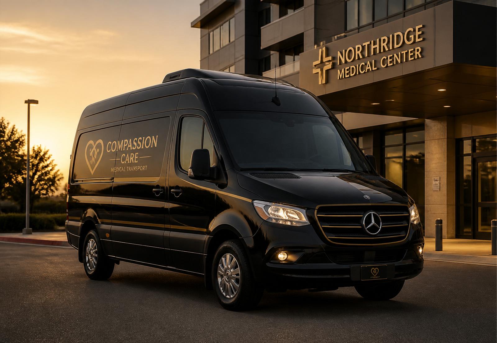 Long distance medical transport Sprinter vehicle with attendants
